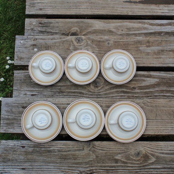 (6)Water Colors Hearthside Set of 6 Vintage Hand painted Mugs and saucers Japan - Picture 5 of 6